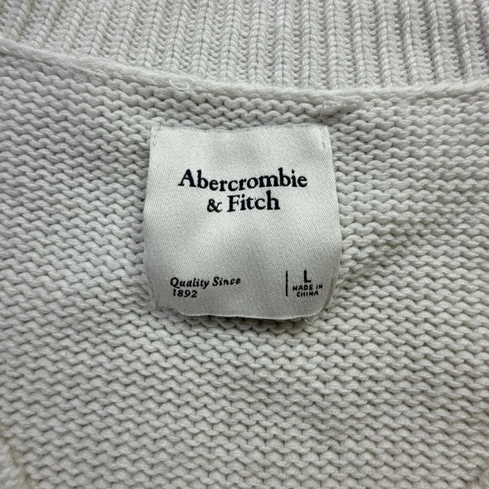 Abercrombie & Fitch Woman's Cream Knit V‎ Neck Vest Tank Top Sweater Size L - Picture 2 of 6